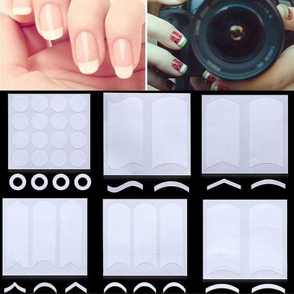 French Manicure Nail Art Stickers, Wave Smile Circle Designs selvklæbende negle