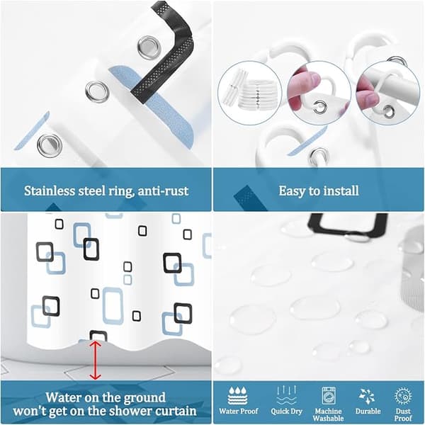 Mögelresistent duschdraperi i familjebadrummet 200 x 180