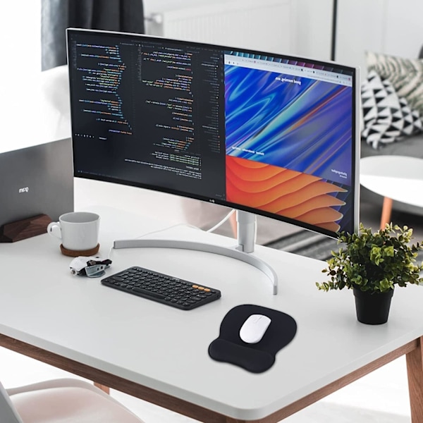 Musmatta med Ergonomiskt Handledsstöd, Musmatta med Memory Foam-fyllning, Texturerad Slitstark Tvättbar, Svart