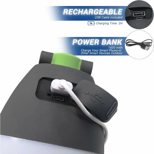 3-i-1 LED Campinglanterne & Håndholdt Lommelykt & Lampe