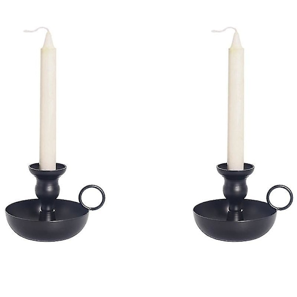 Svart smidesjärn ljusstake i metall för bröllopsfest, heminredning, 2-pack ljusstakar