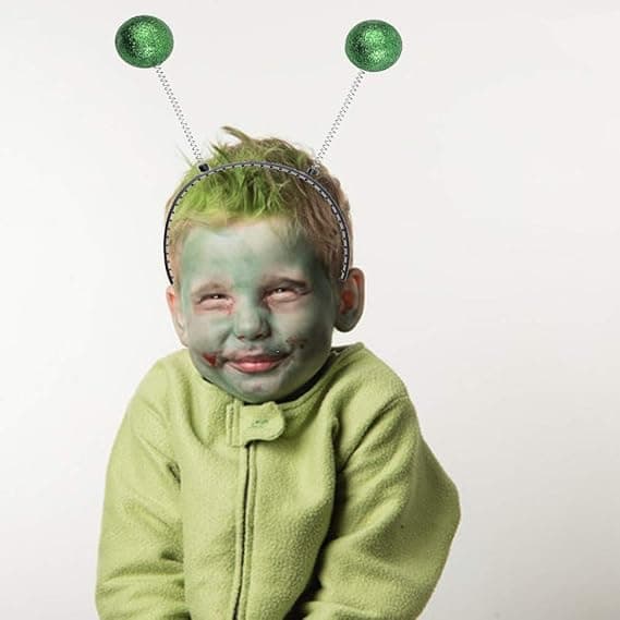 Alien pandebånd og alien briller, alien solbriller, glitter grøn