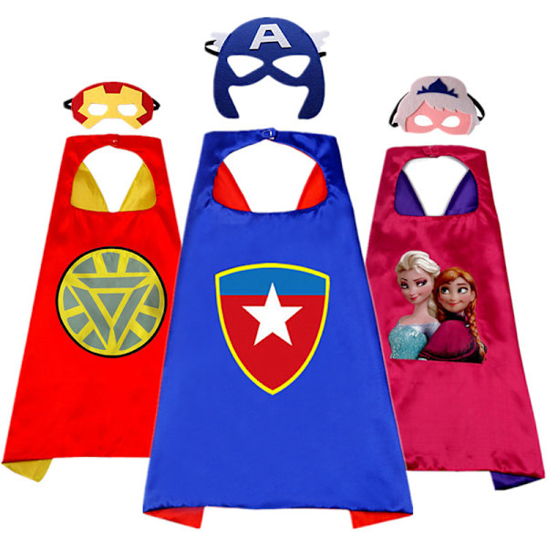 3 superhjältemasker och 3 kappor för barn, cosplay halloweenfest flicka pojke julklapp födelsedagsfest