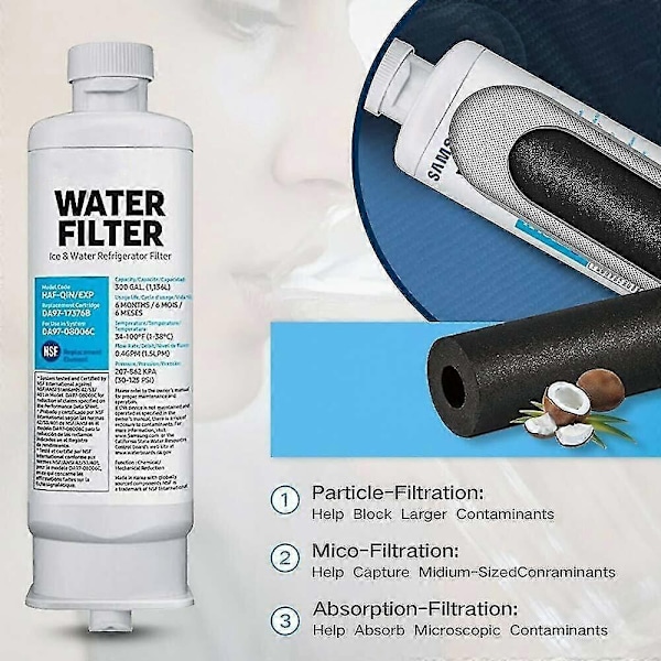 Vannfilter DA97-17376B DA97-08006C HAF-QIN Kjøleskapsvannfilter