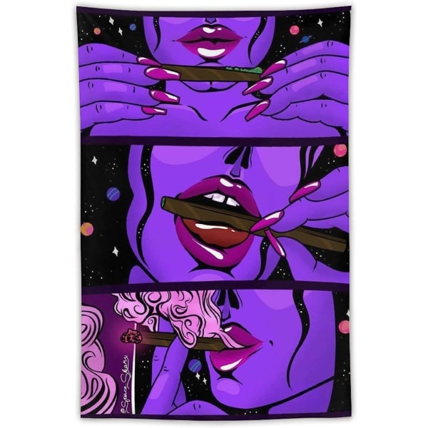 Hippy Wall Tapestry Trippy Smoke Cool Girl Art Large Mysterious T