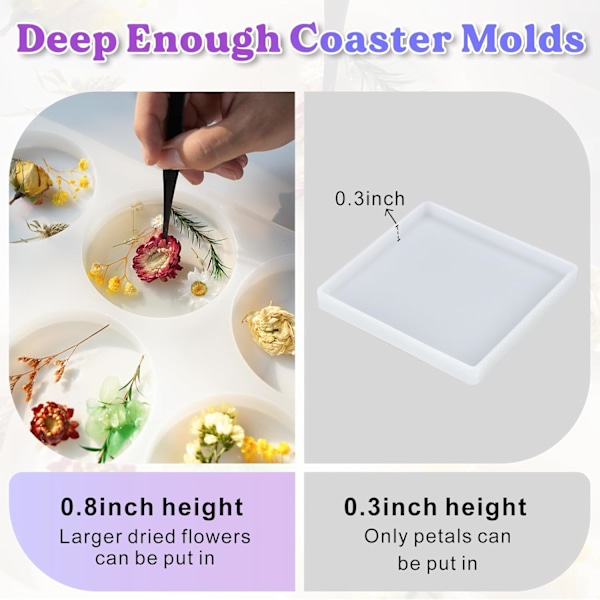 Coaster Resin Molds Silicone, Large 6 Cavity Silicone Molds for Resin, Ext