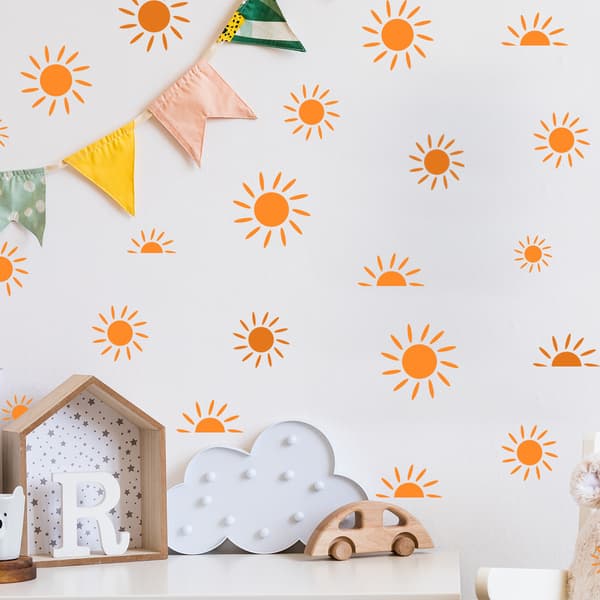 1 set mini sol väggdekaler Retro söt väggdekaler Boho Orange D