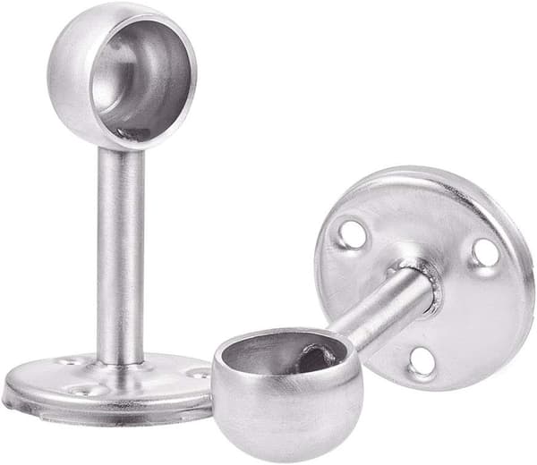 Set med 2 klesskapsstangstøtter i rustfritt stål Diameter 19 mm