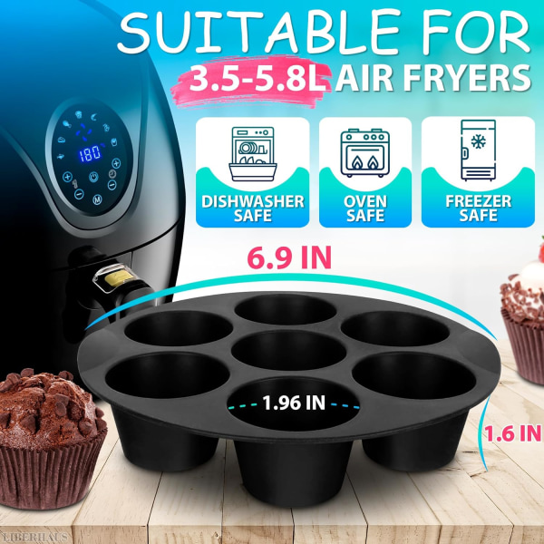 Airfryer silikone cupcakeform - 3,5-5,8L Airfryer muffinform - æggebidder