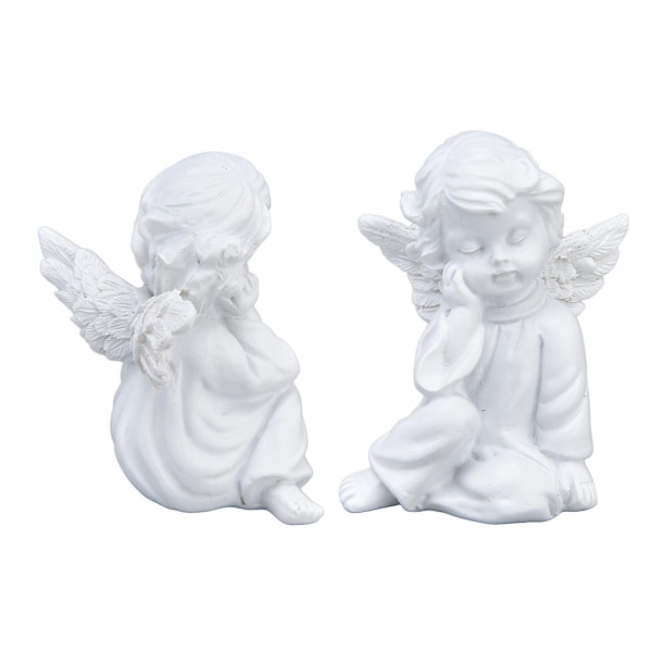 Kerub Statue Hvide Baby Figurer til Festdekorationer i Syntetisk Resin Materiale