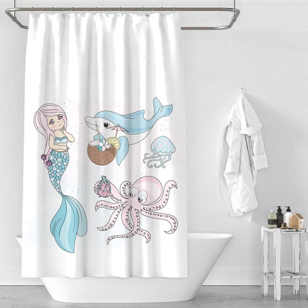 1 kpl Mermaids Delfiini Kuvio Suihkuverho, Hometta Kestävä, Vedenpitävä Suihkuverho, 180 x 180 cm