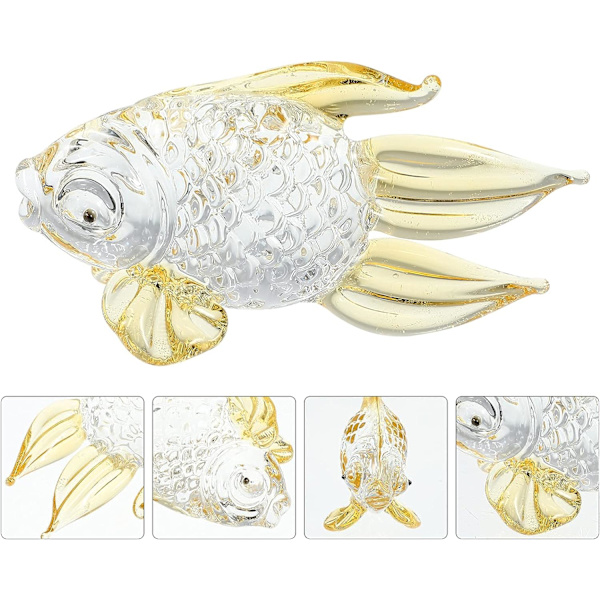 Håndblæst glasfiskfigur Havdyr Ornament til fiskebeholder