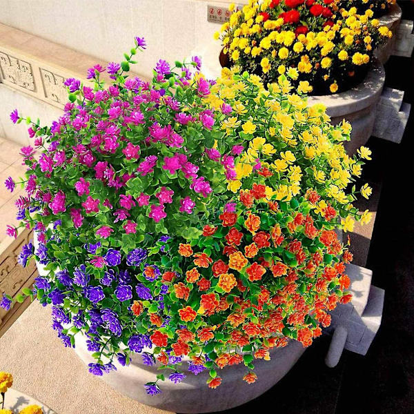 Konstgjorda utomhusblommor, falska järndekorationer
