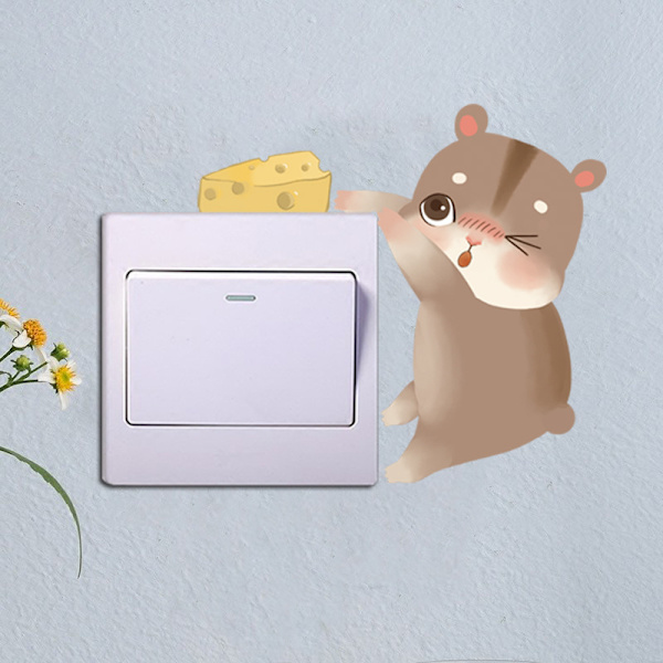 Avtagbart strömbrytardekal, söta kattväggdekaler strömbrytare DIY