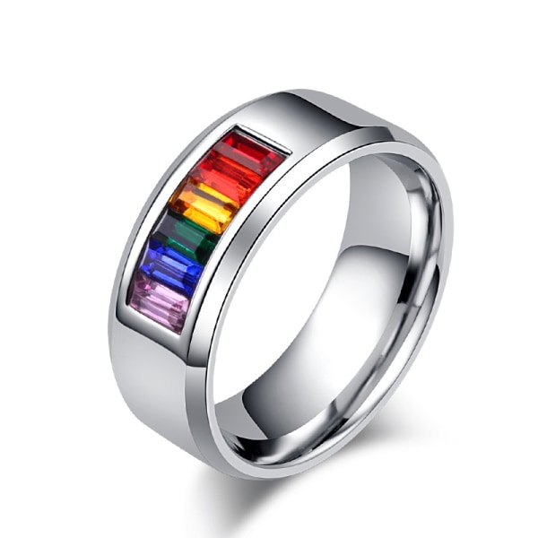 Rainbow Rostfritt stål Ring Pride Ring Vigselring för män Kvinnor