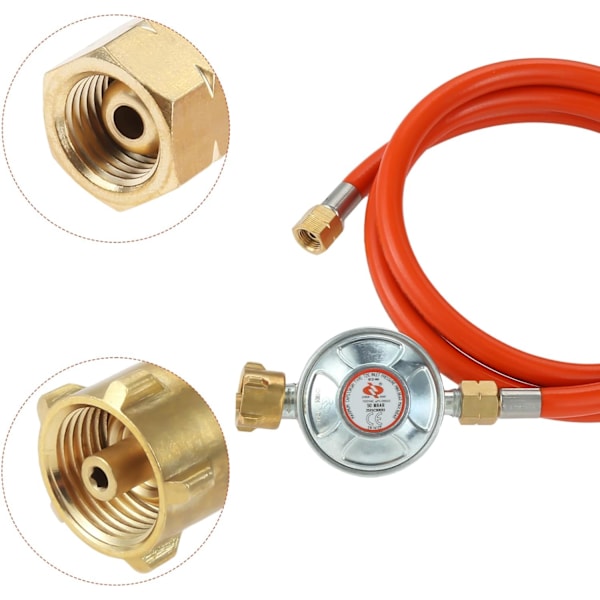 Gassregulator 50 mbar + Gasslange 1m50, tysk standard - 1,5 kg/t 1/4\" LKS
