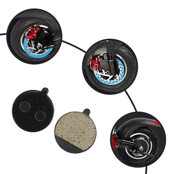 Par Bremseklosser for Elektrisk Sparkesykkel, Bremseklosser, Sparkesykkelbrems, Semi-metall Bremsekloss, for Elektrisk Sparkesykkel