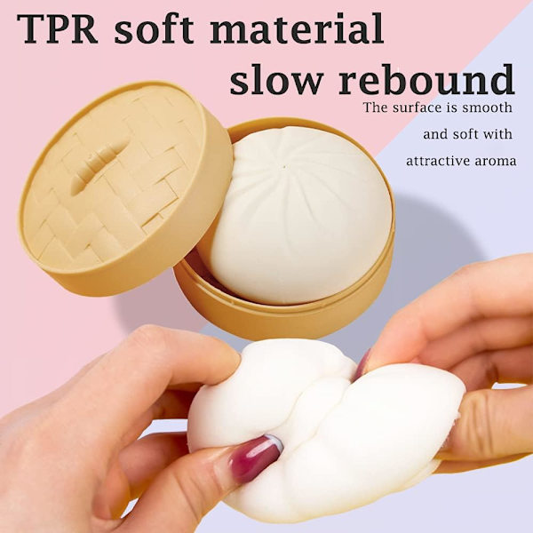 Klemme Stressbold, Stressaflastningsbold, 2 stk. Bun Squishy, ​​Sensorisk Bold, Stressaflastningsbold, Blødt Dekompressionslegetøj, Blødt Klemme Legetøj