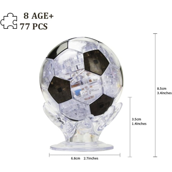 3D-kristallpussel för barn, fotbollspusselboll som lyser upp för en