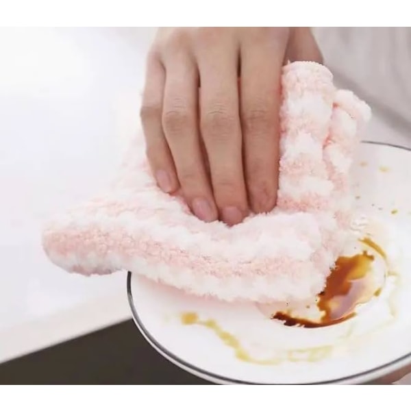20 stk myke og absorberende oppvaskkluter, gjenbrukbare maskinvaskbare korallfleece mikrofiberhåndklær for vask, bad, bil og vindu, hjemmets essensielle