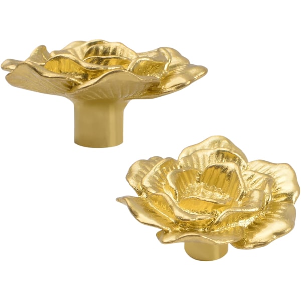 2 stk Moderne Minimalistiske Roseformede Knapper, Roseformet Håndtag i Massivt Messing, Skabsknap, Skuffegreb og Trækgreb med Skruer