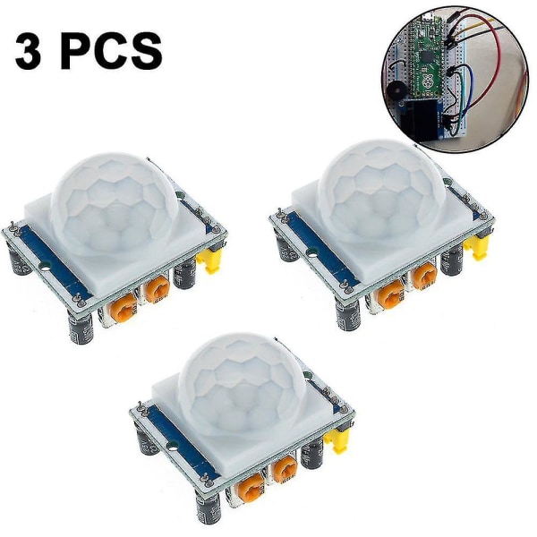 3 stk Hc-sr501 Pir bevegelsessensor Infrarød Ir-sensor Menneskekroppsdetektor Modul