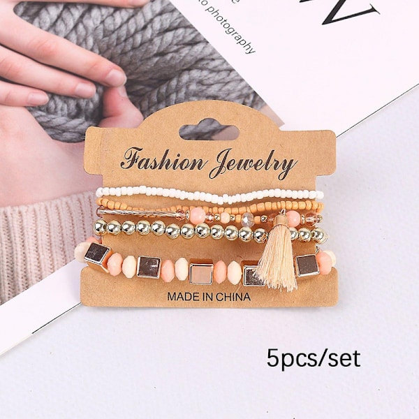 Armband - Fint smyckeUnisex Bohemian Armband Suite, Tofsdetaljer för en chic look