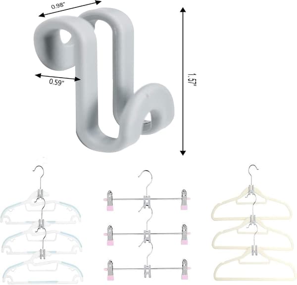20 stk. bøjleforbindelseskroge, Huggable Style bøjler Cascading Clothes Hangers Hooks (Grå)