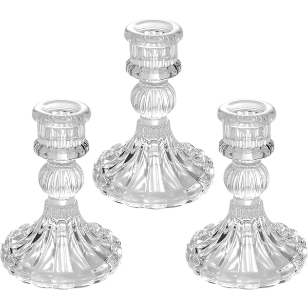 Glasljusstake 3-pack, 4\" konisk ljusstake