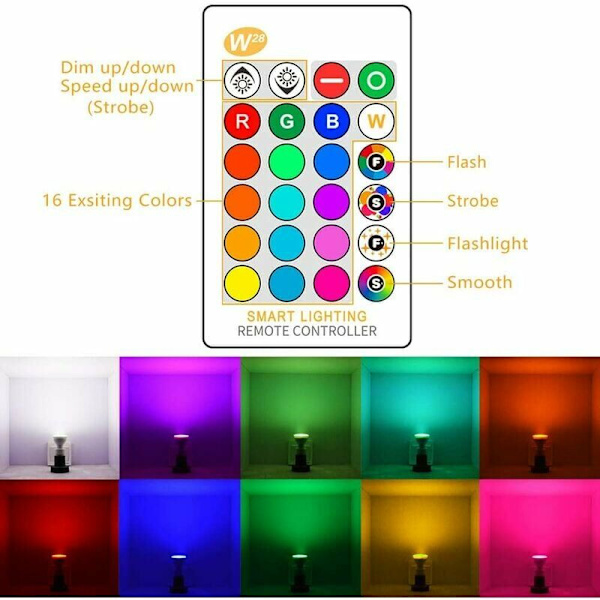 10W RGBW LED-pære GU10 Farveskiftende LED-belysning Flash-lys Strobe Fade Fashion Bar KTV Dekorationslys + Varm hvid (2stk)