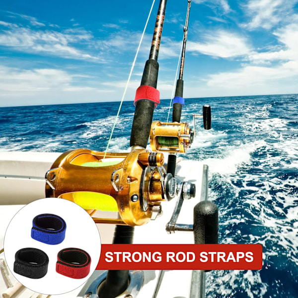12 Stykker Fiske Stang Stropper Elastiske Fiske Stang Bånd Borrelås Stropp Elastiske Fiske Tilbehør Fiske Stang Holder Bånd for Kaste Stang Spinnestang