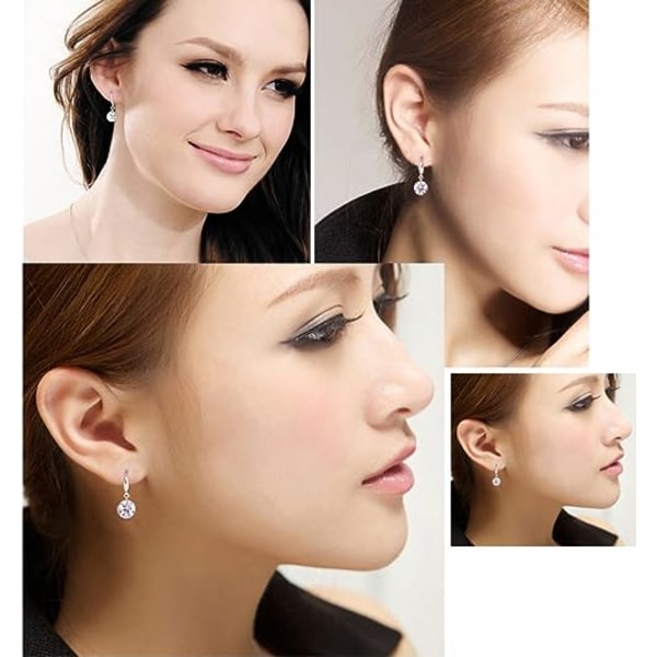 Øreringe Dangle Shiny Cubic Zirconia Studs Hypoallergeniske til piger til kvinder