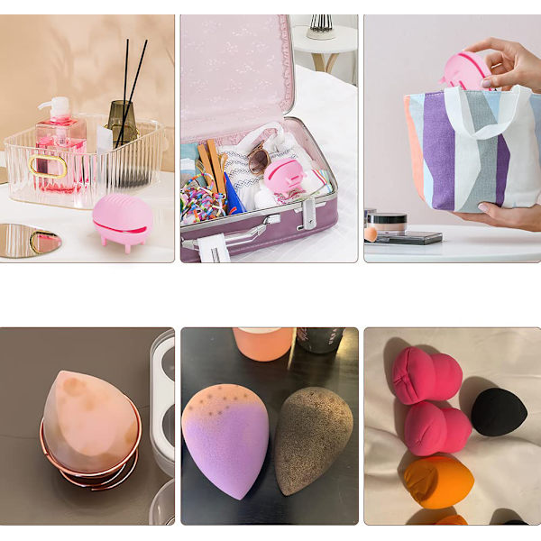 Sminksvamp Hållare, Silikon Blender Fodral Sminksvamp Hållare (Rosa)