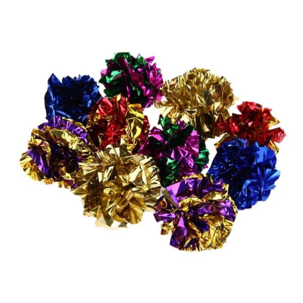1 stk. kattelegetøj, 5 cm store Mylar-krøllebolde til katte (tilfældig farve)