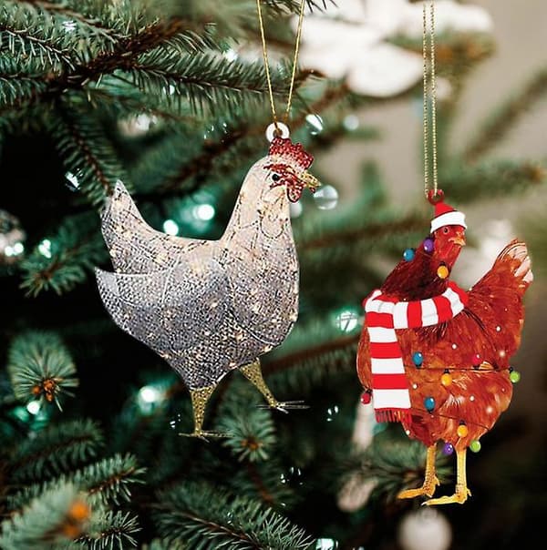 Julepynt Kylling, Kylling Med Halstørklæde, Hane Dyr Vedhæng Julepynt