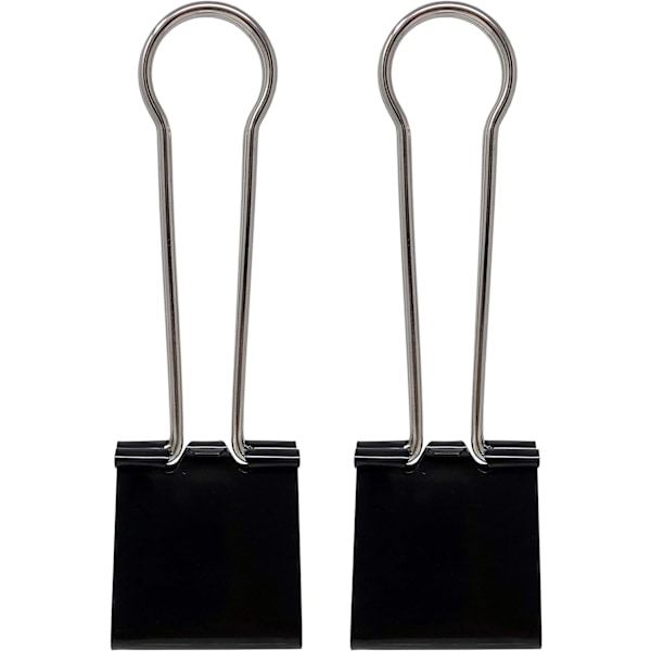 60mm Oversized Sorte Langskaftede Klips, Metall Tegnebrettklips,