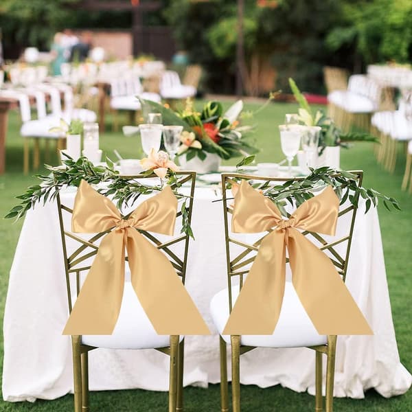 Gullbånd 10 cm x 25 m, Solid Fabric Ribbon Decoration for Weddin