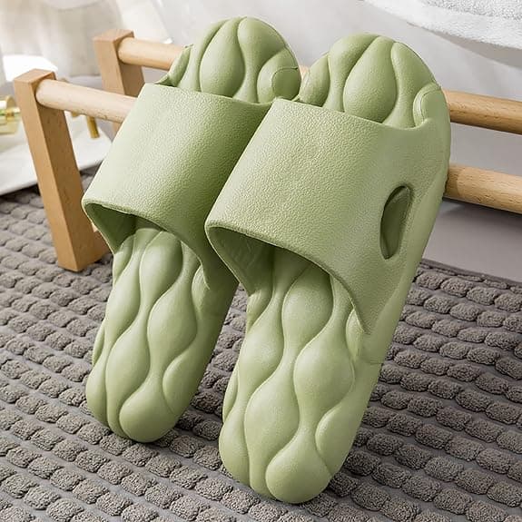 Womens Spa Slippers Pebble Massage Soft Slides Bath Shower Slippe