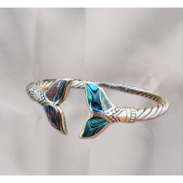 Abalone Shell og havfruehale armbånd armbånd justerbar åpen