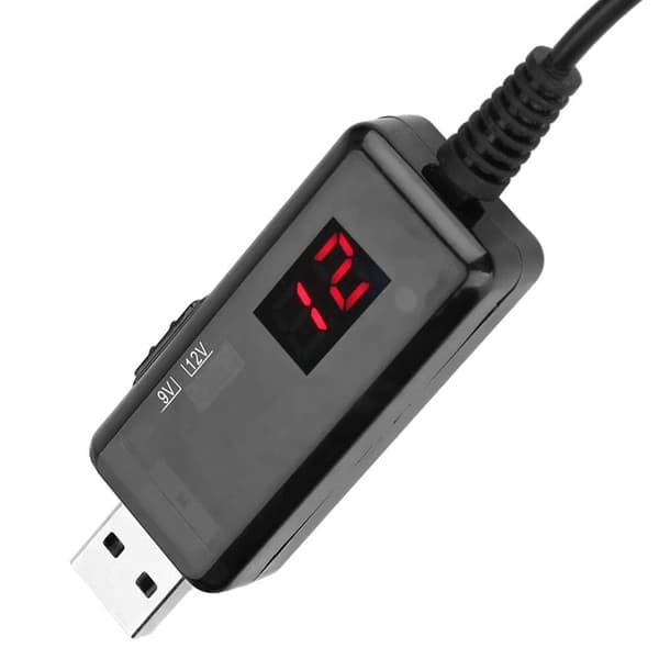 USB Boost Converter Kabel 9V til 12V DC Step-up Transformer Linje med LED-skjerm