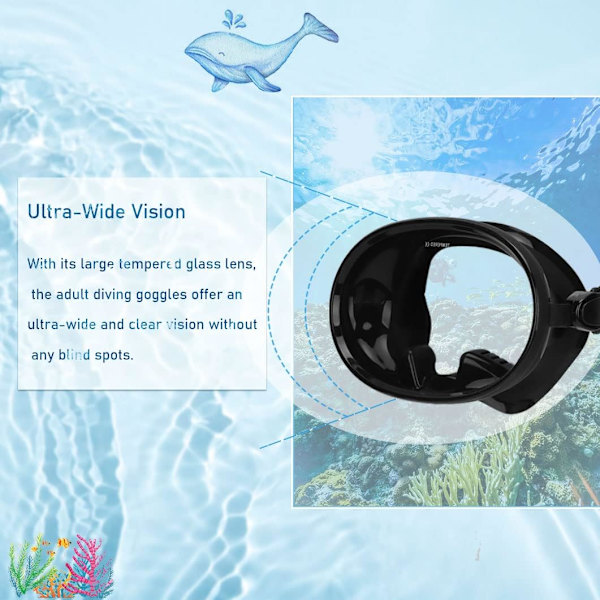 Sukellusmaski Sukellusmaski Sukelluslasit Aikuisille, Anti-sumu Uintimaski Sukellusmaski Karkaistulla Lasilla Snorkkeli, Sukelluslaitteet