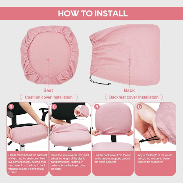 Rosa stretchig kontorsstolsskydd tjockt kontorsstolsskydd kontorsstolsskydd datorsstolsskydd universellt kontorsstolsskydd (2 st/set, rosa)