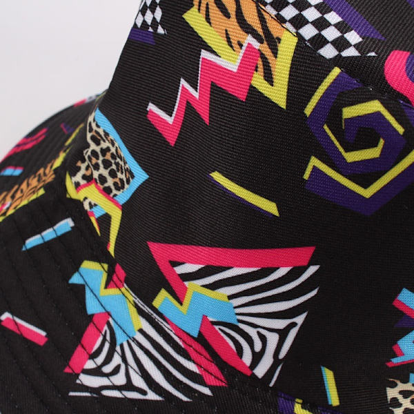 Retro 80- ja 90-lukujen kääntyvä trippy-printtiämpärihattu naisille ja miehille