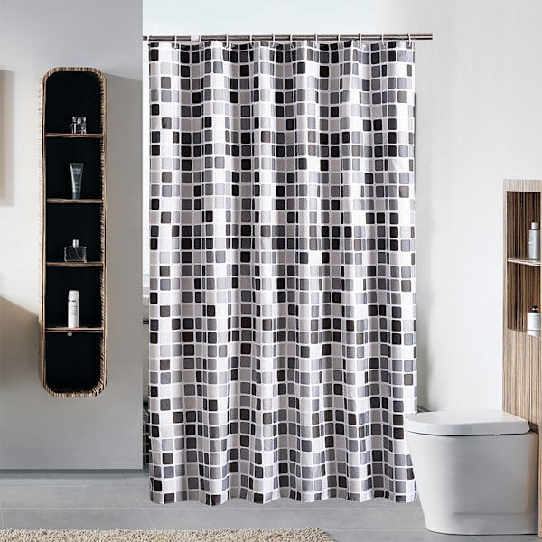 Antimugg dusjforheng 200x200cm, tykk vaskbar dusjforheng i stoff med 12 kroker, vanntett antibakteriell hurtigtørkende, for badekar, bad