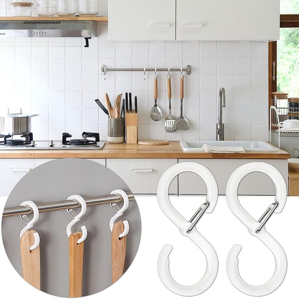 16 stycken S-krokar, 6,4 cm säkerhetskrok, multifunktionella hängande S-krokar för kök, badrum, sovrum, kontor, trädgård