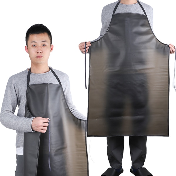 Unisex justerbart förkläde i PVC-läder med fickor för s
