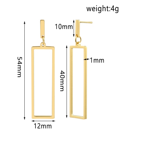 Guld geometriske dråbeøreringe, rektangel dinglende øreringe til kvinder