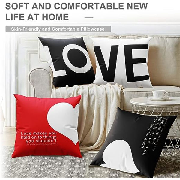 Set med 4 putetrekk 45x45cm, vakkert moderne putetrekk for