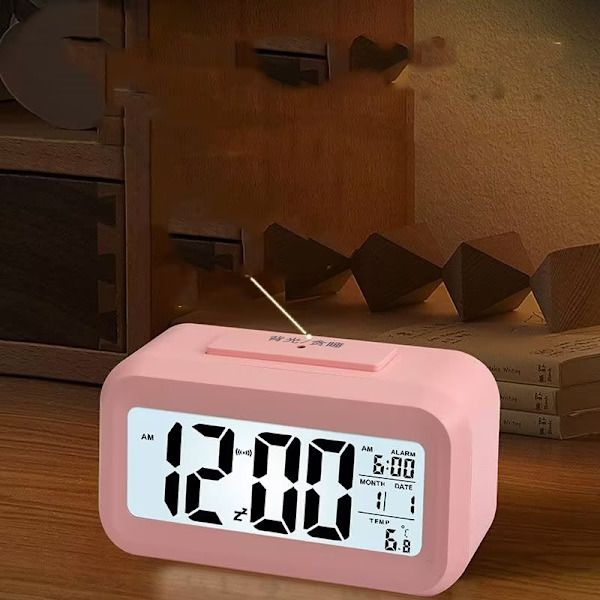 LED-bakgrundsbelyst digital snooze-bordslarmklocka temperaturkalender