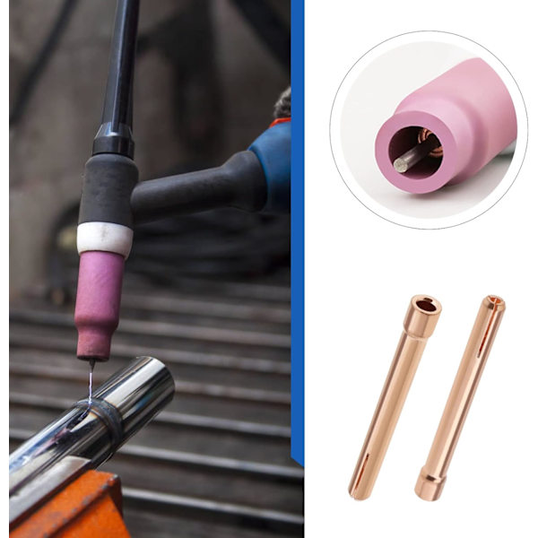 10st 10N24 3/32\" 2.4mm Volframelektrodhylsor för WP17 WP18 WP26 Serien Röd Koppar TIG Svetsbrännare Tillbehör
